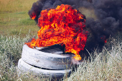 Bonfire on field