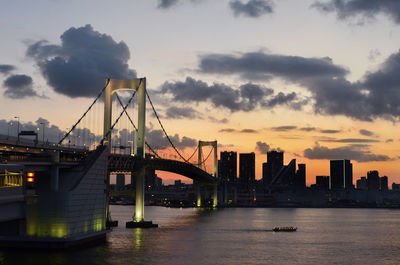 View of bridge over river in city