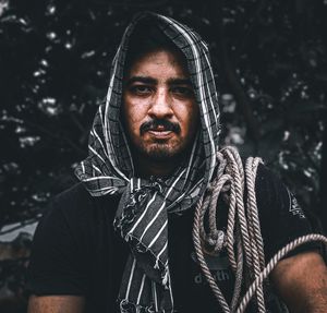 Portrait of young man in winter