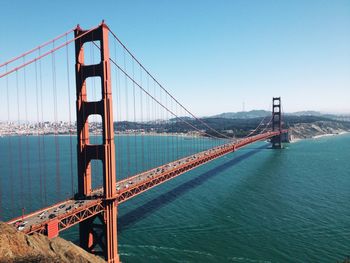 Golden gate bridge over sea