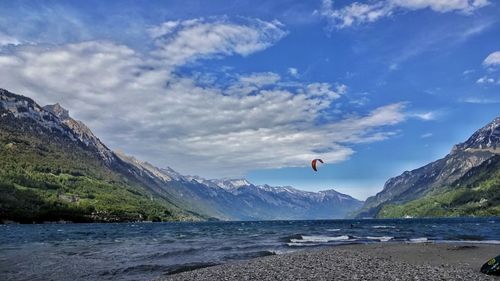 Scenic view of lake brienz against sky
