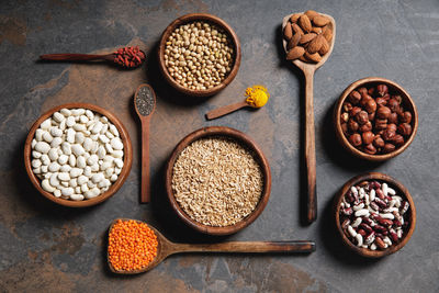 High angle view of food on table