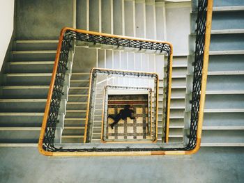 High angle view of spiral stairs