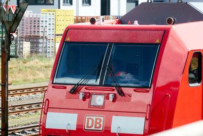 Close-up of red car window