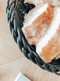 High angle view of ice cream on table