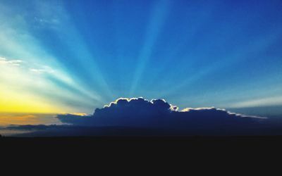 Silhouette landscape against sky during sunset
