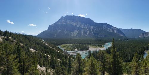 Panoramic view of landscape and mountains against sky