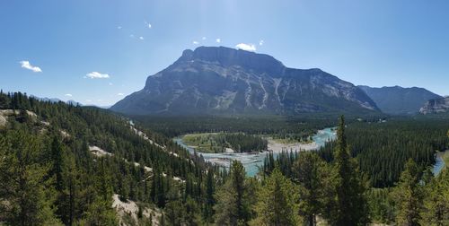 Panoramic view of landscape and mountains against sky