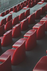 High angle view of empty chairs