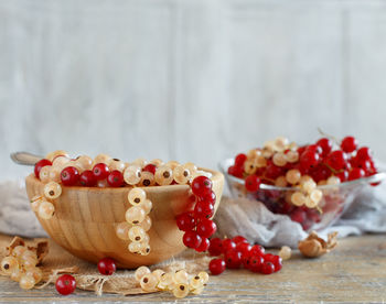 Close-up of strawberries on table