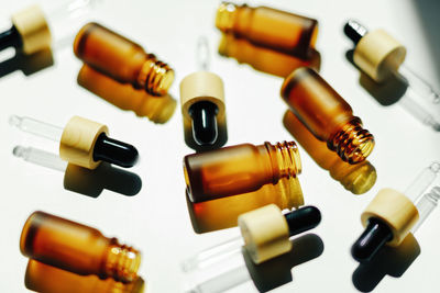 Close-up of pills on white background