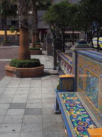 Empty bench in park