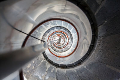 High angle view of spiral staircase