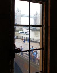 Buildings seen through window