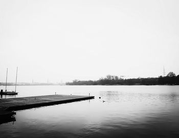 Scenic view of lake against clear sky