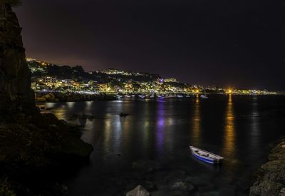 Illuminated cityscape at night