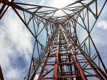 Low angle view of electricity pylon against sky