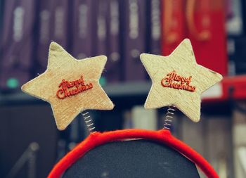 Close-up of christmas headband