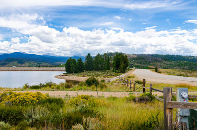 Scenic view of lake against sky