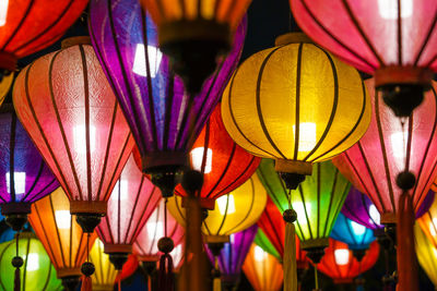 Low angle view of illuminated lanterns