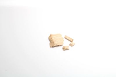 High angle view of cookies against white background