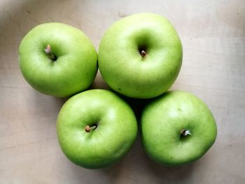 High angle view of apples on table