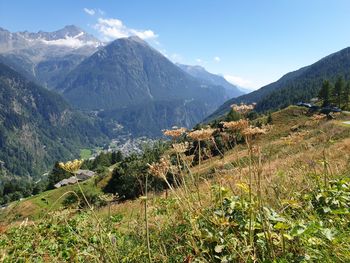 Scenic view of mountains against sky