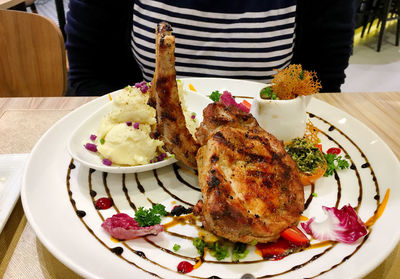 Close-up of meal served in plate