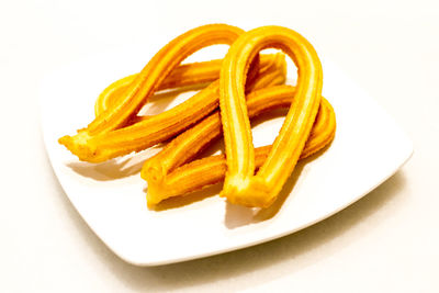 High angle view of bread in plate