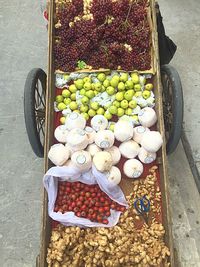 High angle view of fruits for sale in market