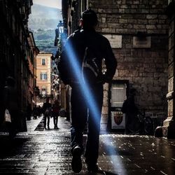 Woman standing in city