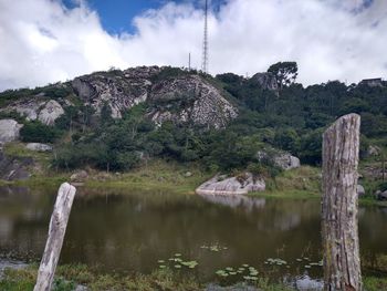 Scenic view of lake against sky