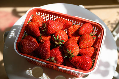 Close-up of strawberries in basket