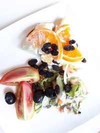 Directly above shot of fruits served in plate