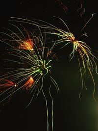 Close-up of illuminated firework display at night