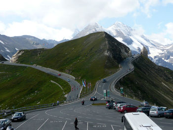 Aerial view of highway against sky