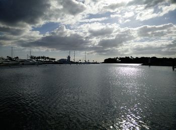 Scenic view of sea against cloudy sky