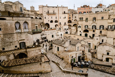 High angle view of buildings in city