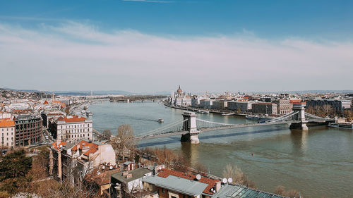 High angle view of bridge over river