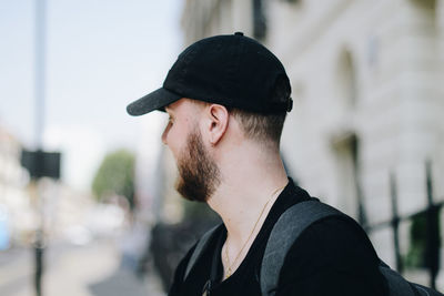 Side view of man looking away