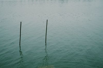 High angle view of rippled lake