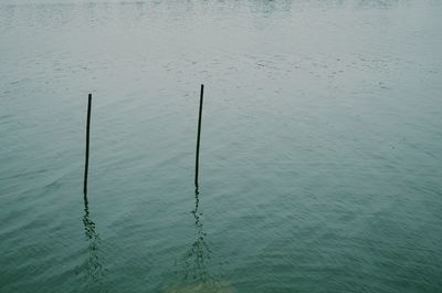 High angle view of rippled lake