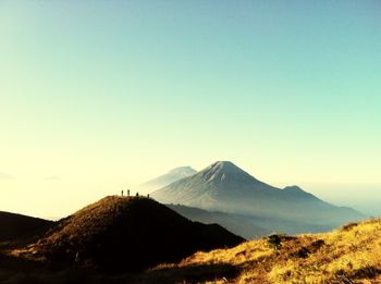 Scenic view of mountains against clear sky