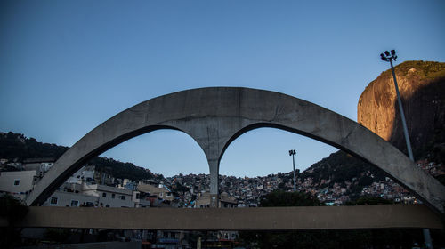 Arch bridge against clear blue sky