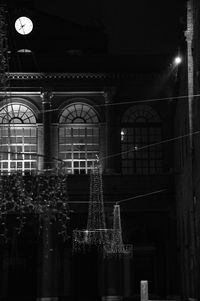 Low angle view of illuminated built structure