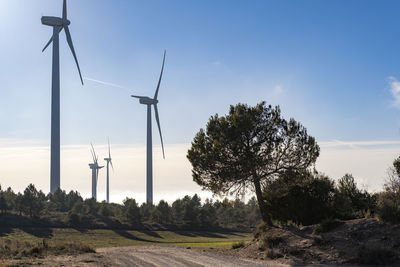 Wind turbines in rural area in spain