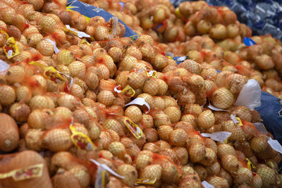 High angle view of vegetables for sale at market stall