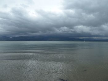 Scenic view of sea against cloudy sky