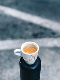 High angle view of coffee on table