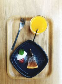 High angle view of breakfast in bowl on table